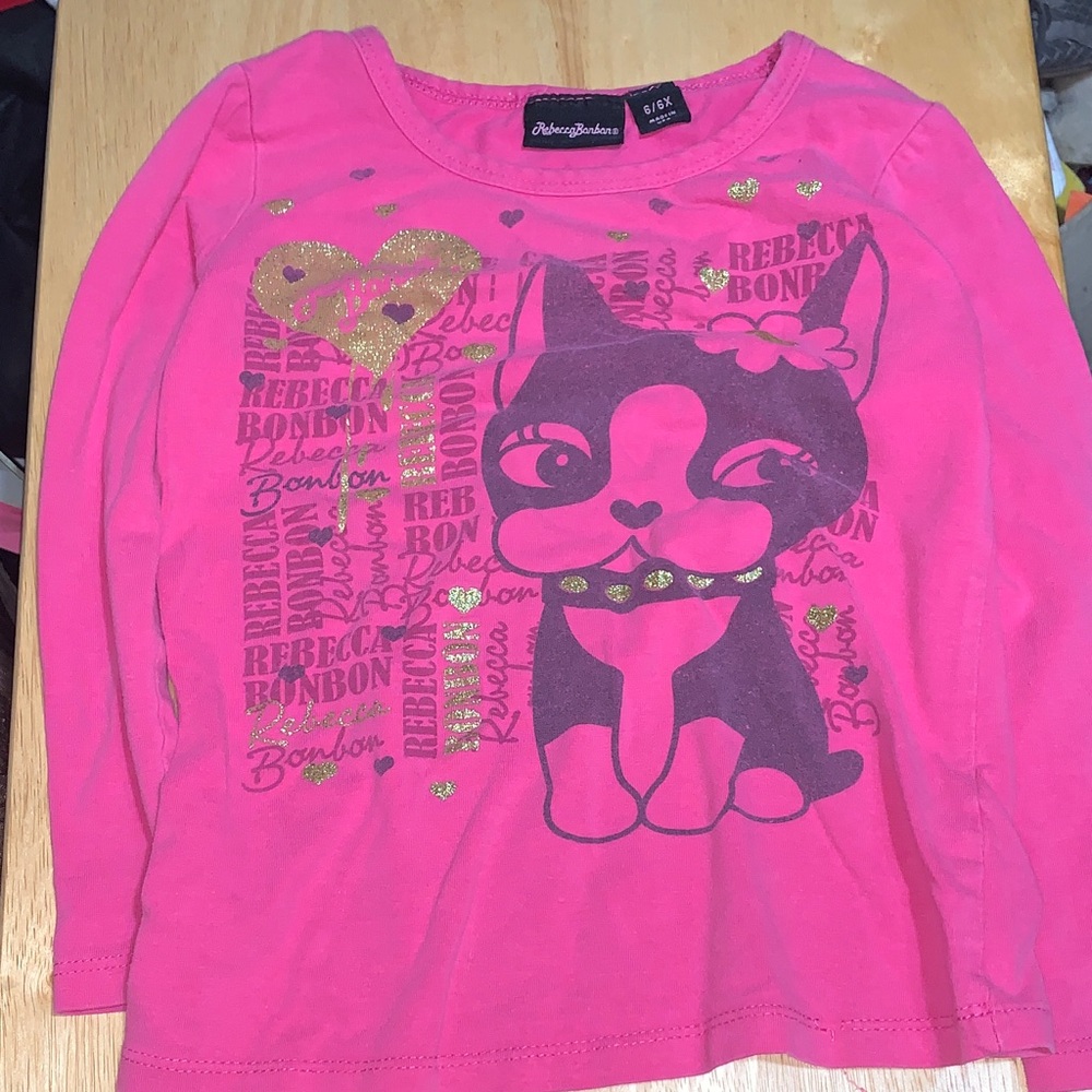 Pink Long Sleeve Rebecca Bonbon Kids Tee